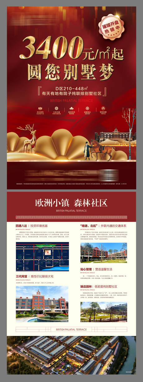 源文件下载【红色单张 洋房别墅英伦风海报】编号：27890013530163939