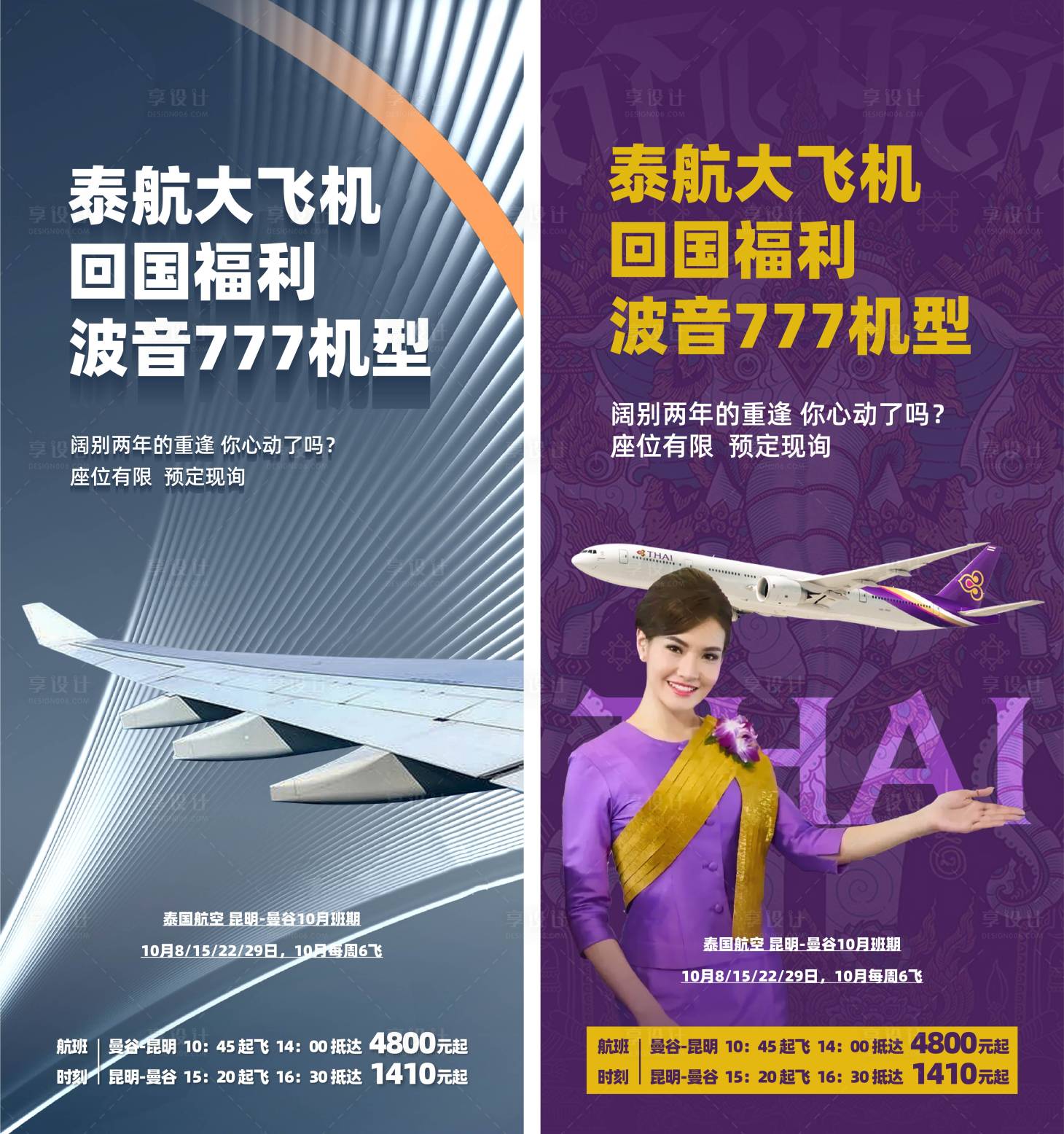 源文件下载【享设计】搜索编号：96990013300596291【泰航大飞机机型海报】