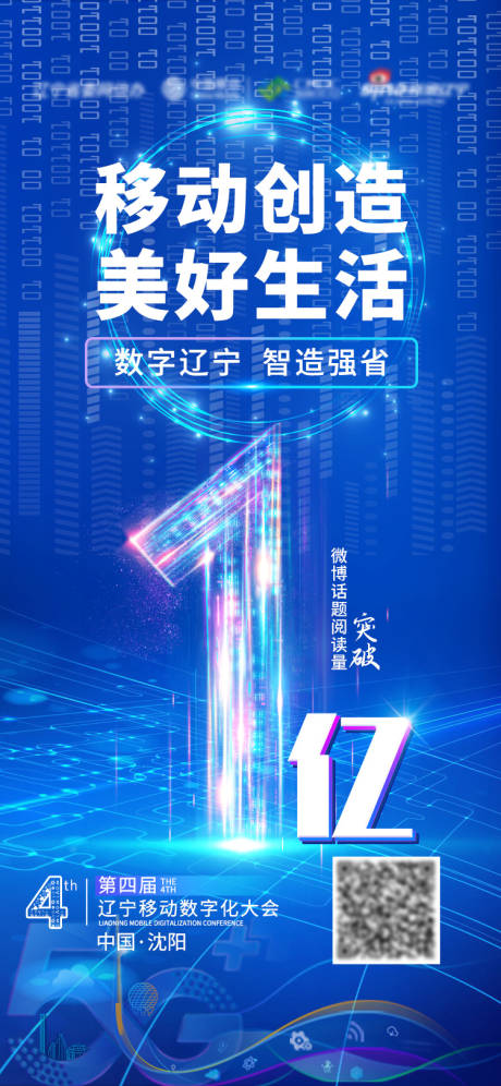 源文件下载【享设计】搜索编号：18470013168114984【移动创造美好生活话题破亿海报】