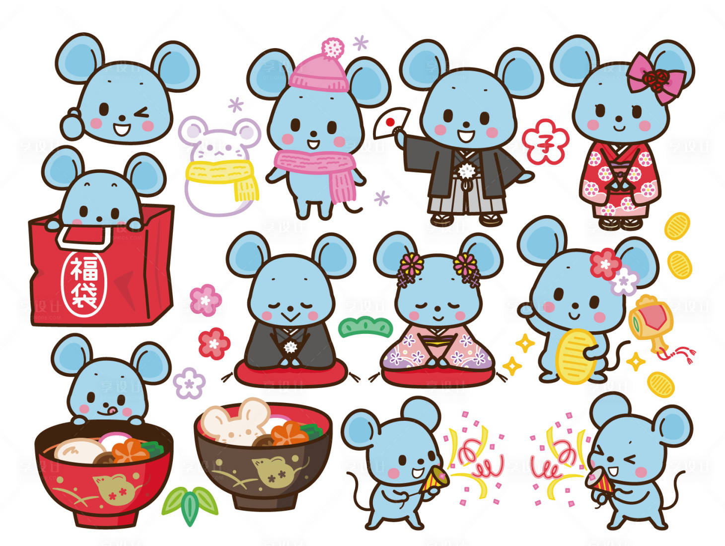 源文件下载【享设计】搜索编号：72830013398176664【吉祥物小老鼠IP形象】