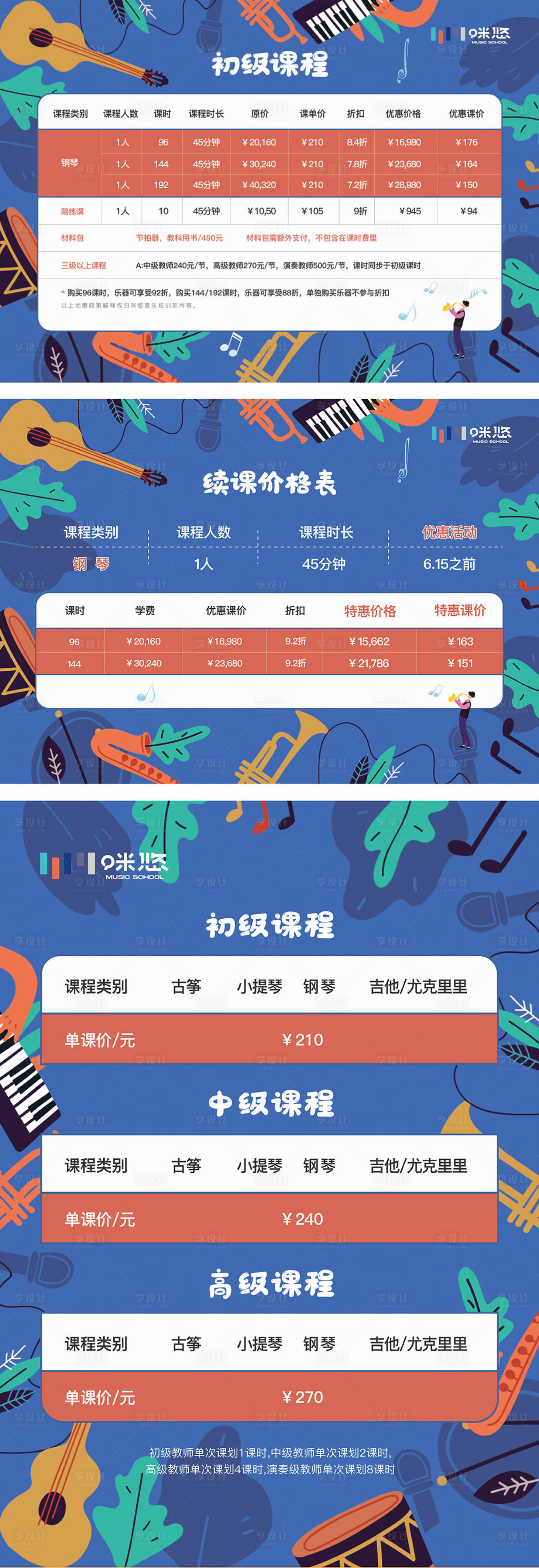 源文件下载【享设计】搜索编号：54240013425164703【儿童音乐培训价格系列海报】