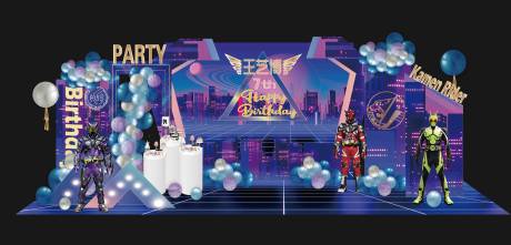 源文件下载【假面骑士男孩生日会活动背景板】编号：23800013435974600