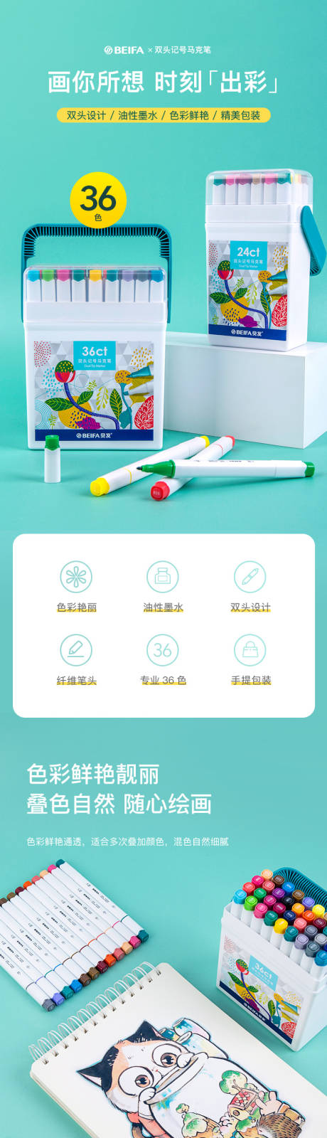 源文件下載【雙頭馬克筆電商詳情頁】編號：18870013932136142