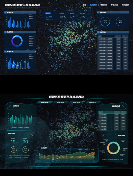 源文件下载【大屏大数据可视化首页UI设计】编号：20221202101420882