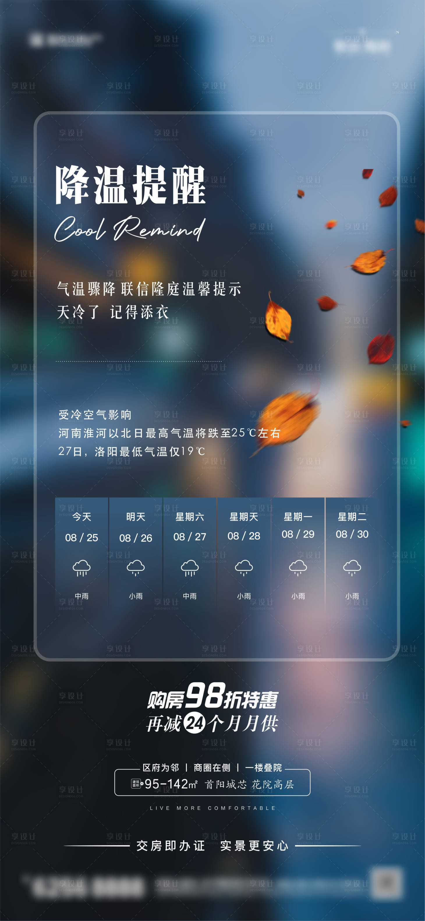 源文件下载【享设计】搜索编号：66710013759932228【地产降温提醒海报】