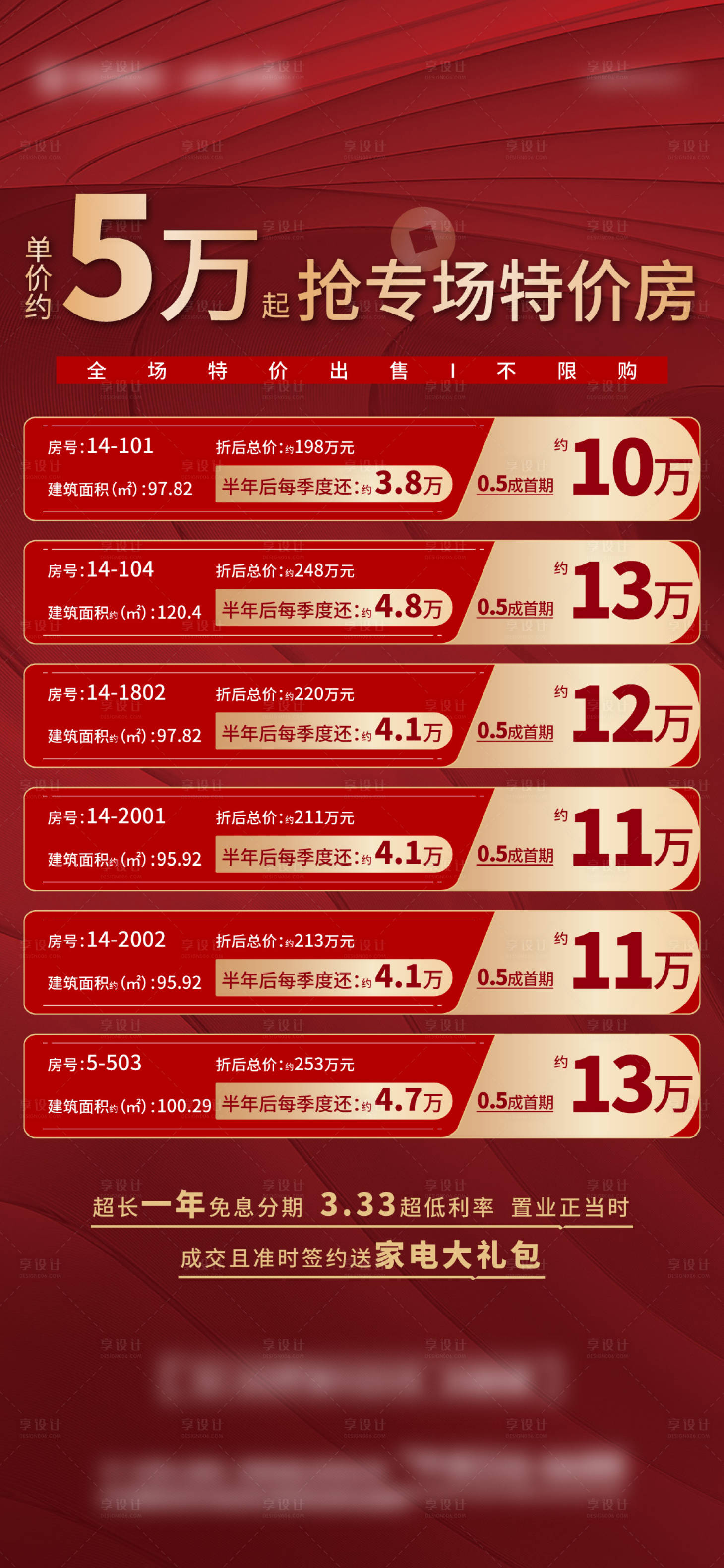 源文件下載【享設計】搜索編號：68240013925517733【地產特價房紅金海報】