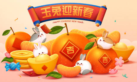 源文件下载【玉兔迎新春展板】编号：51500013793226560