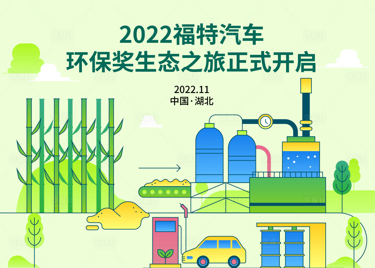 源文件下载【享设计】搜索编号：65200013928485243【环保汽车展板】