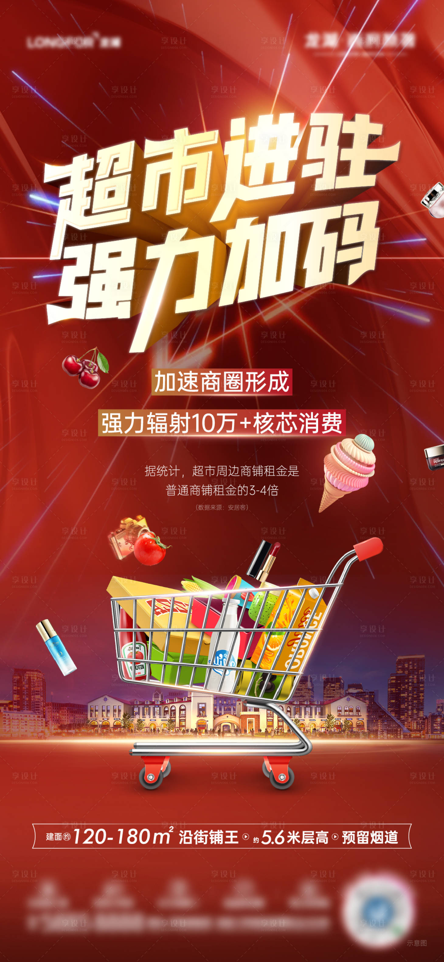 源文件下载【享设计】搜索编号：96790013989312989【地产超市入驻商铺海报】