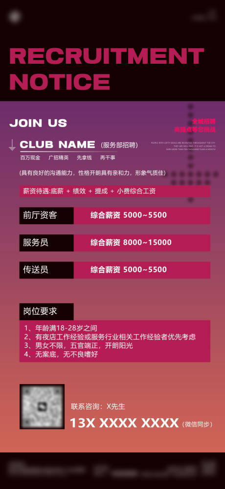 源文件下载【夜店招聘海报】编号：95830014339415878
