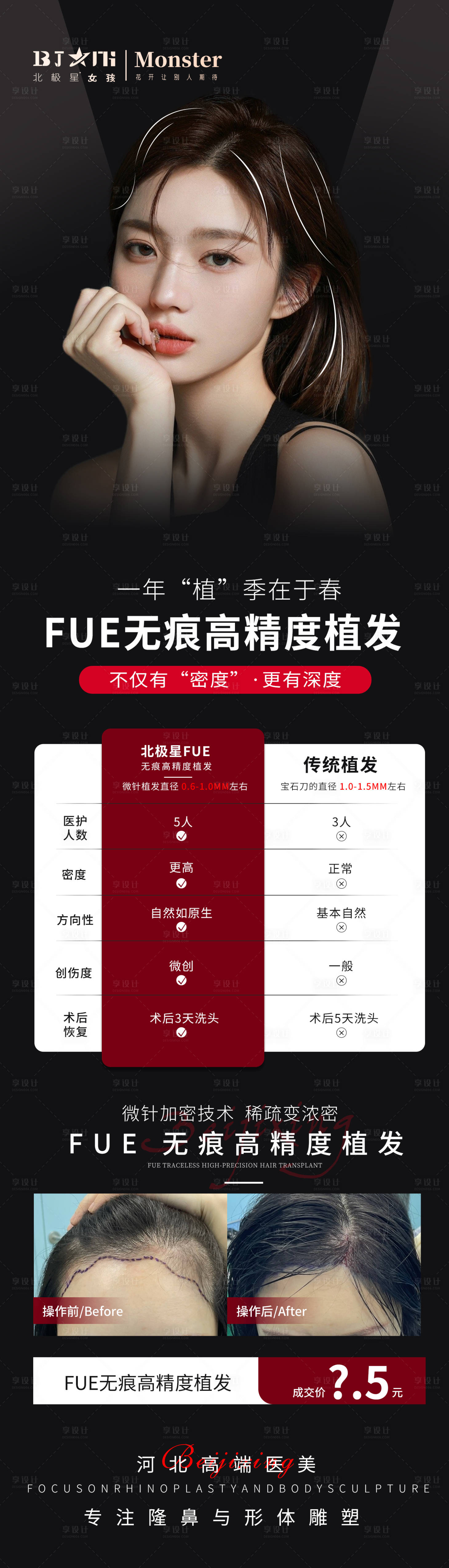 源文件下载【享设计】搜索编号：72130014221742414【医美整形fue植发活动专场长图海报】