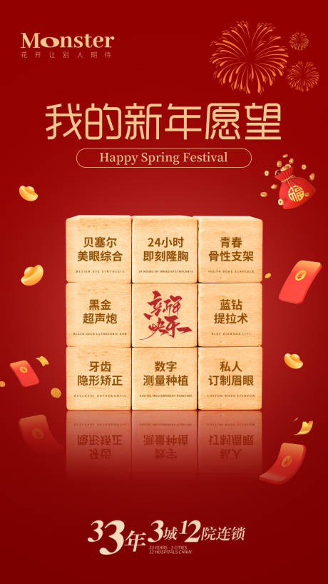 源文件下載【享設計】搜索編號：40290014390447945【醫美新年愿望海報】