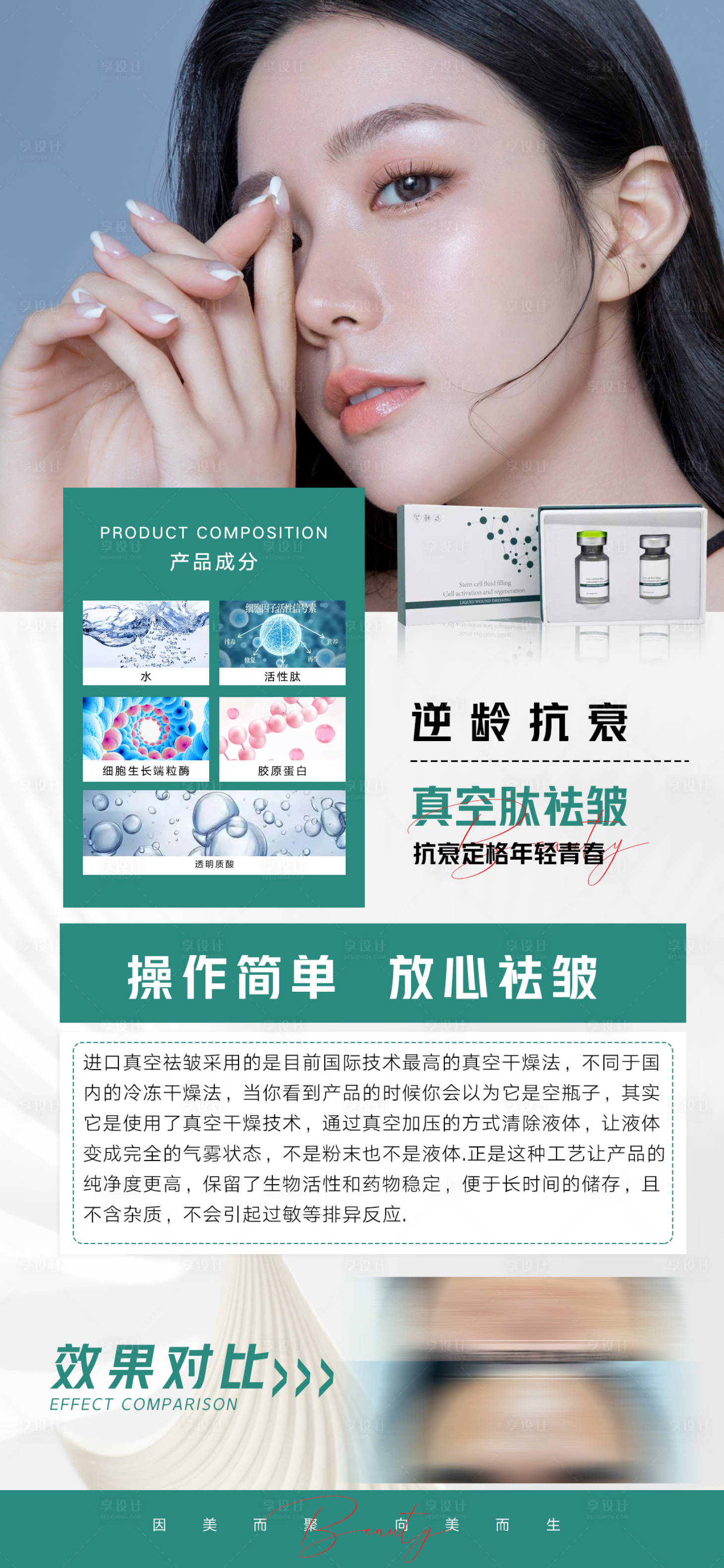 源文件下载【享设计】搜索编号：21380014264107176【轻医美祛皱产品案例对比海报】