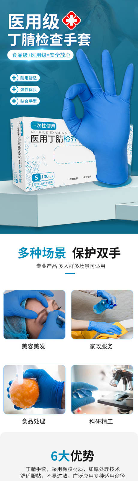 源文件下载【医用级丁腈检查手套详情页】编号：44840014263572744
