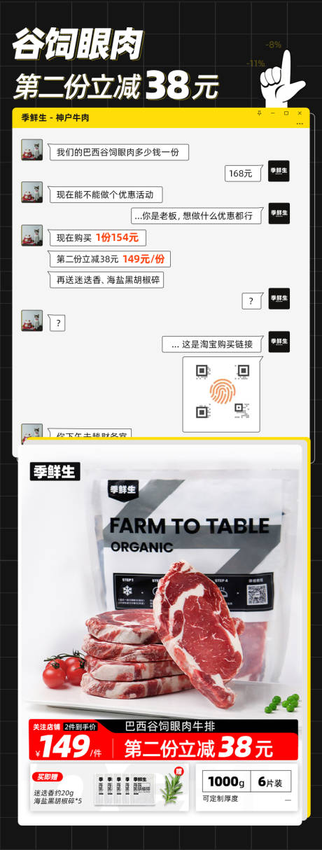源文件下载【生鲜牛排促销长图】编号：20230105091226014