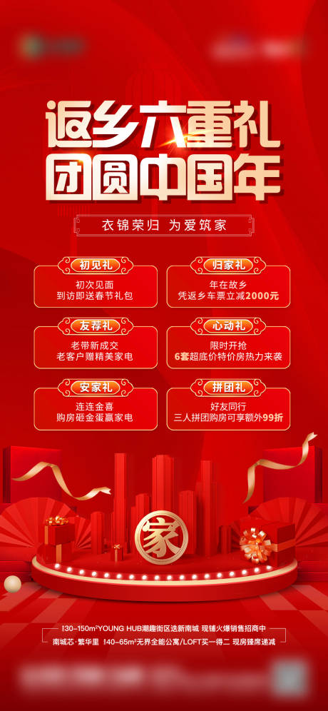 源文件下載【享設計】搜索編號：12940014305342296【地產新年返鄉置業六重禮海報】