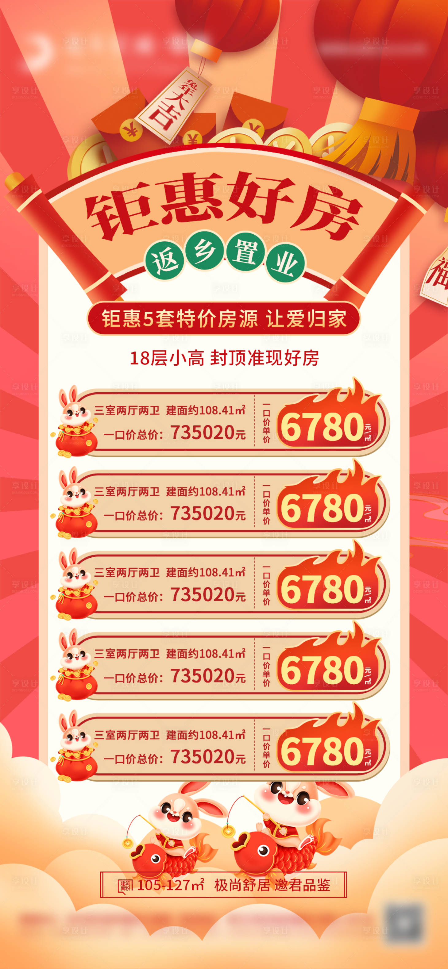 源文件下载【享设计】搜索编号：64630014272531420【房地产新春返乡置业特价房】