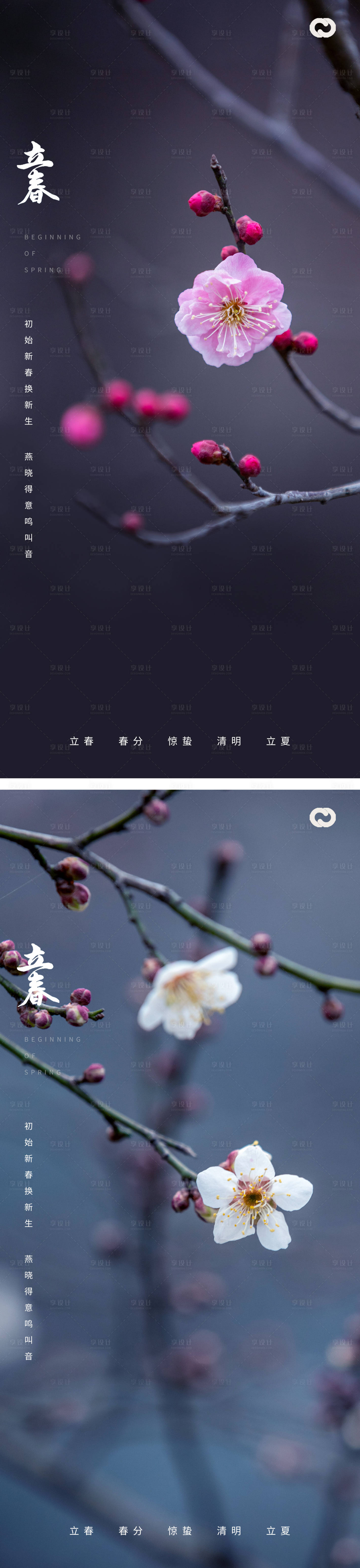 源文件下载【享设计】搜索编号：34740014269217013【立春春分清明立夏惊蛰系列海报】