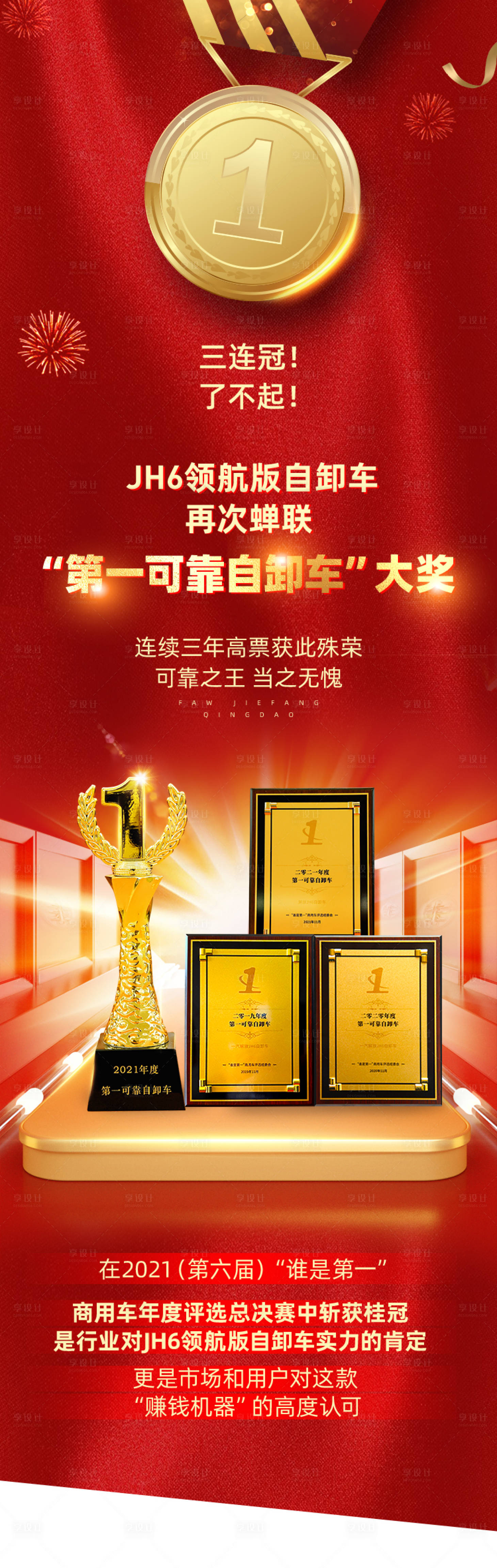 源文件下载【汽车获奖喜庆长图海报】编号：11580014297128374