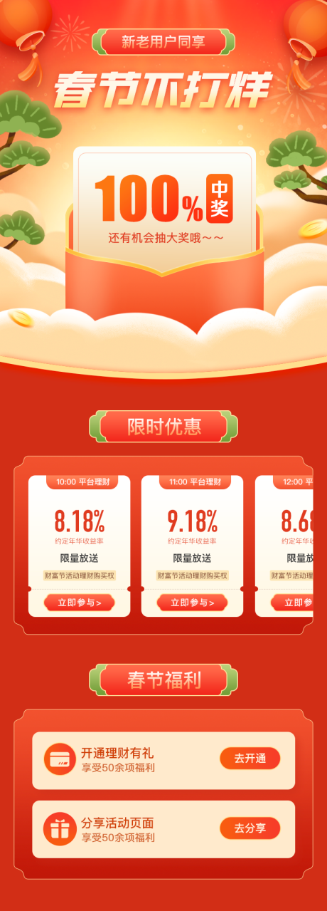 源文件下载【金融理财春节福利长图海报】编号：55790014268702540