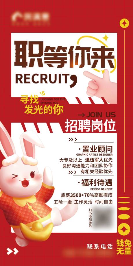 兔年招聘海报-源文件【享设计】