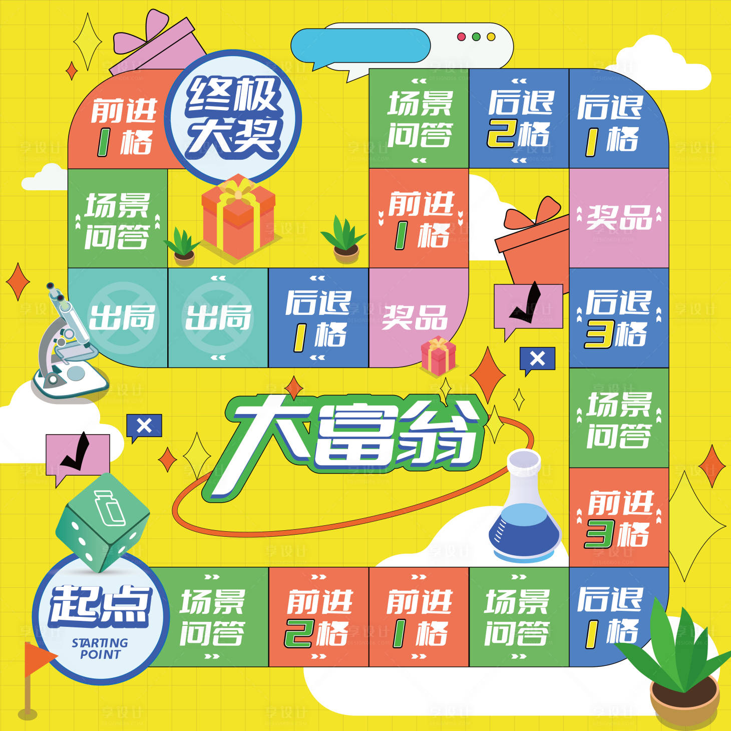 源文件下載【享設計】搜索編號：62580014384169156【大富翁地貼扁平風格】
