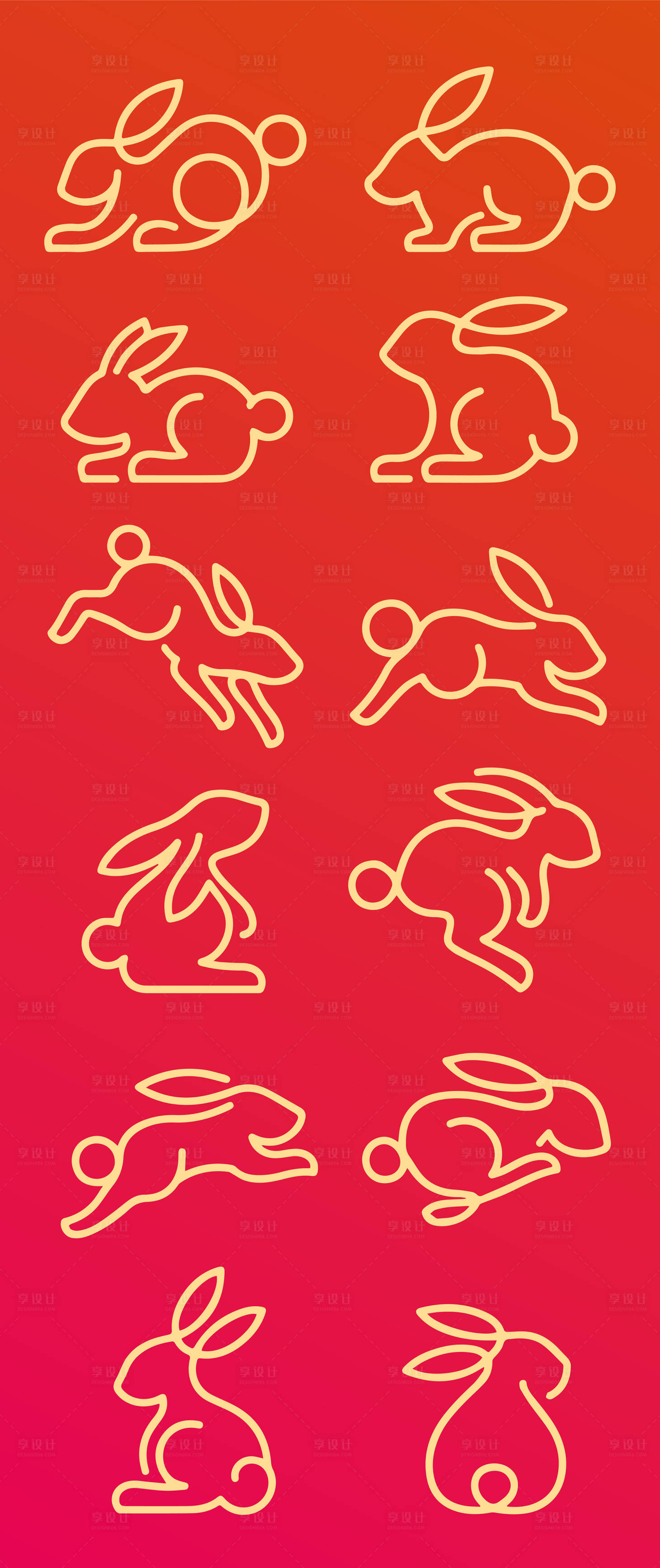 源文件下载【享设计】搜索编号：14820014105556629【2023兔年兔子新年线稿IP形象设计】