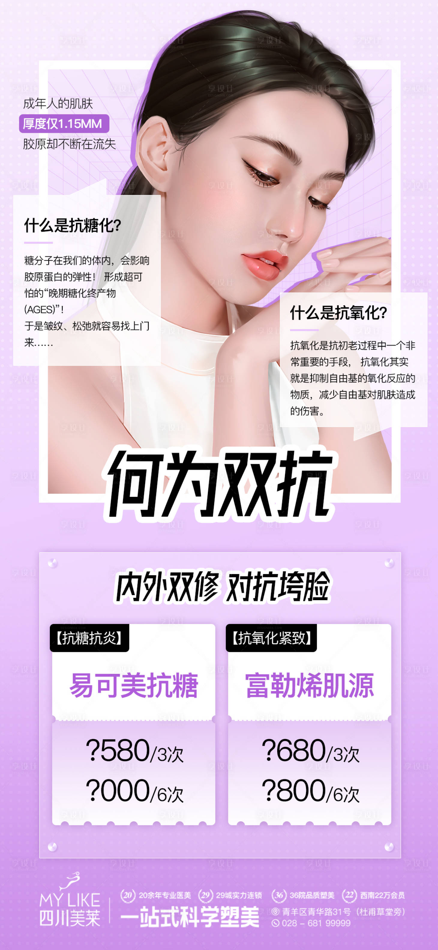 源文件下载【享设计】搜索编号：70950014080442546【医美双抗科普海报】