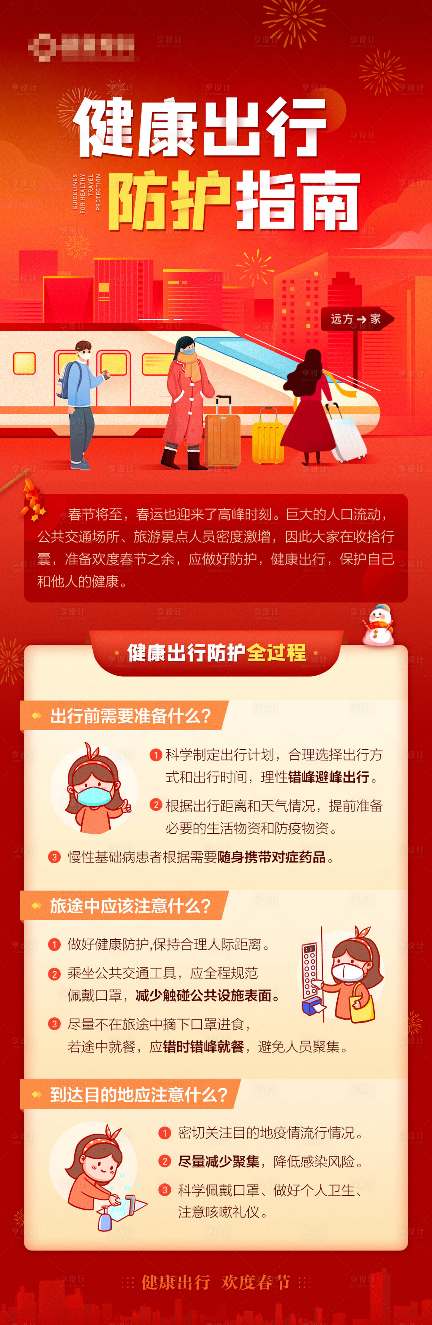 源文件下载【享设计】搜索编号：68840014212021433【春节健康出行防护指南】