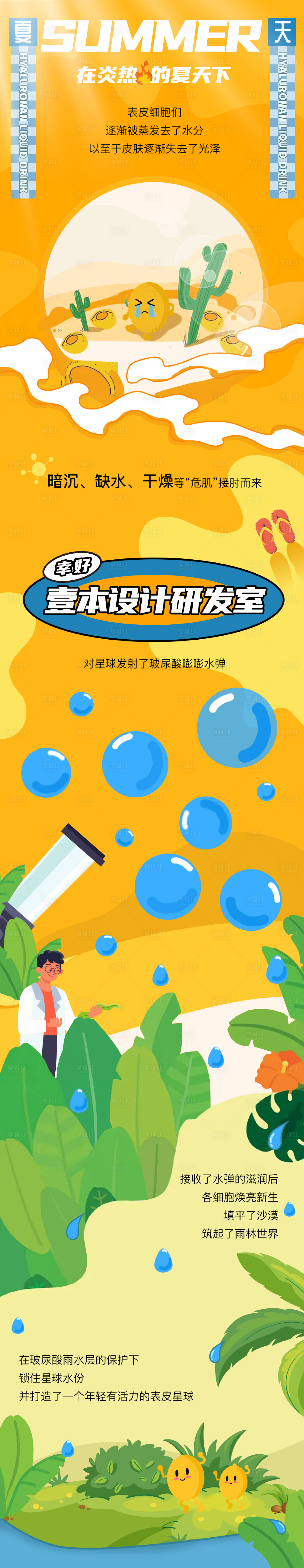 源文件下载【享设计】搜索编号：67440014548981329【夏季细胞分子插画风微信创意长图】