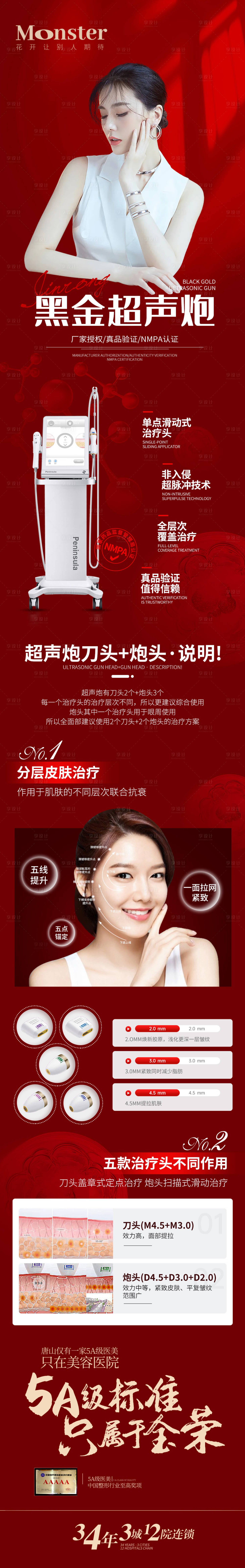 源文件下載【享設計】搜索編號：32300014913164553【醫美黑金超聲炮長圖專題設計】