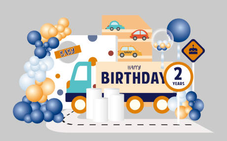 源文件下载【汽车主题男孩生日派对背景板 】编号：69340014770392961