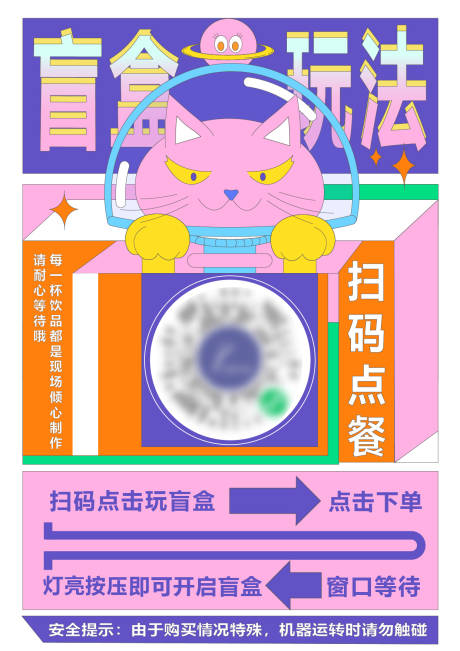 源文件下载【盲盒扫码点餐流程插画海报】编号：16810014671062033