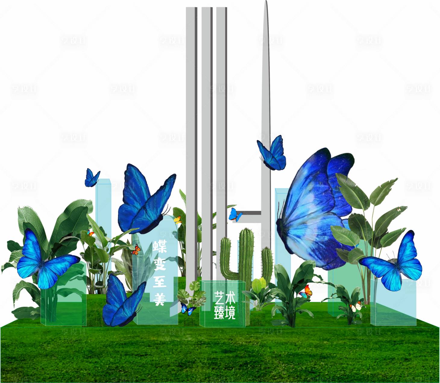 源文件下载【享设计】搜索编号：50580014775797832【蝴蝶美陈打卡背景】