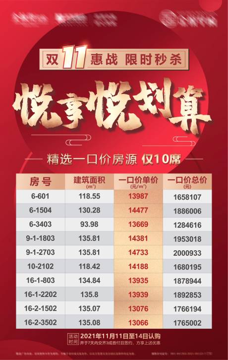 源文件下載【享設(shè)計】搜索編號：31510014726598487【雙十一特價房海報】