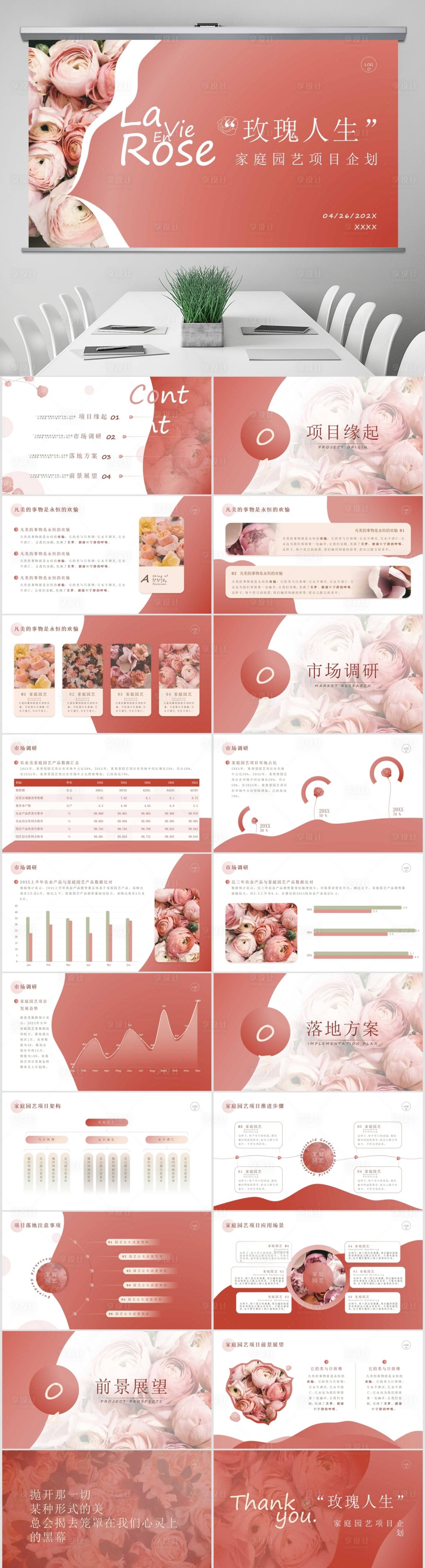 源文件下載【享設計】搜索編號：19160015000704004【花卉項目企劃模板】