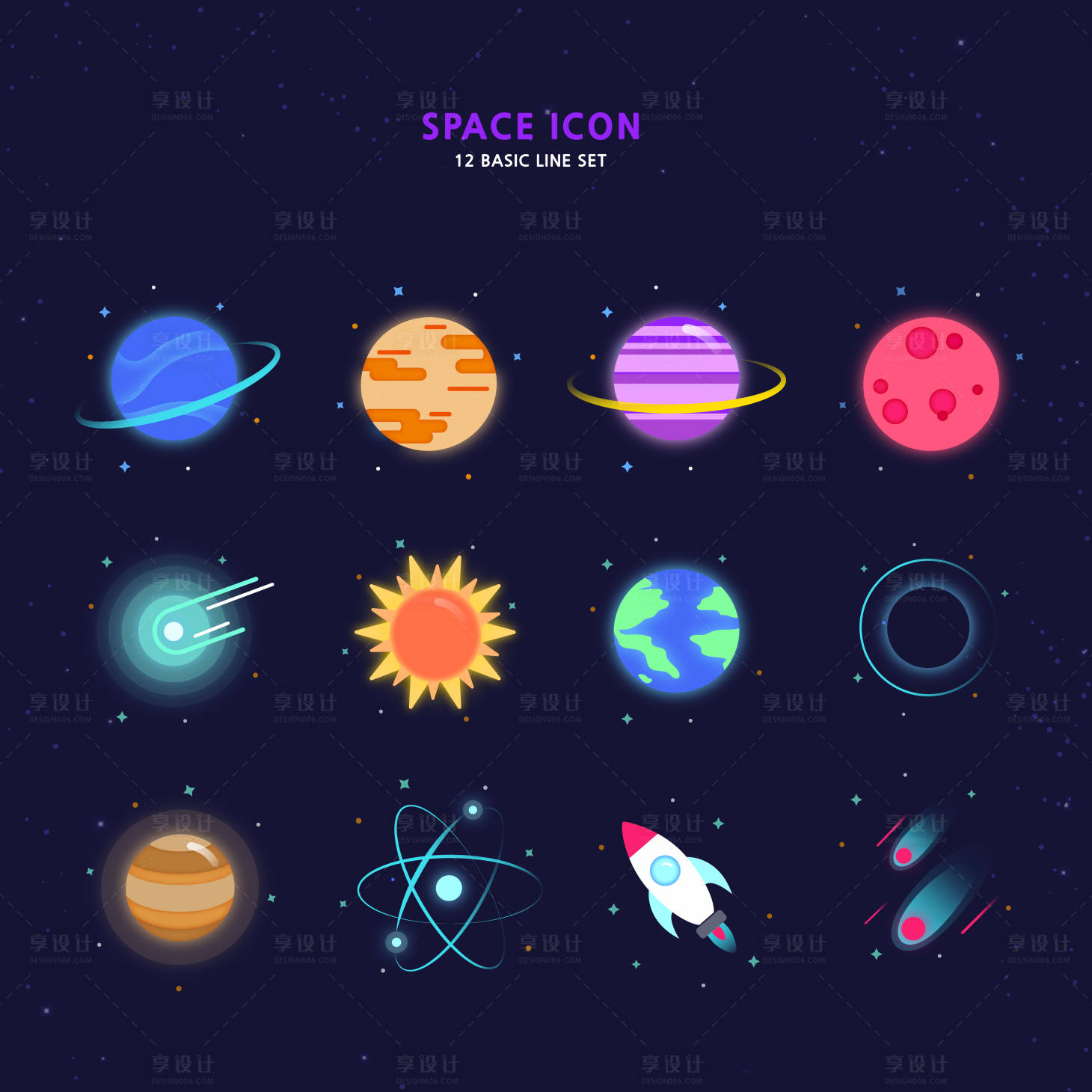 源文件下載【享設計】搜索編號：67300015006522006【星球太空科技智能UI圖標】