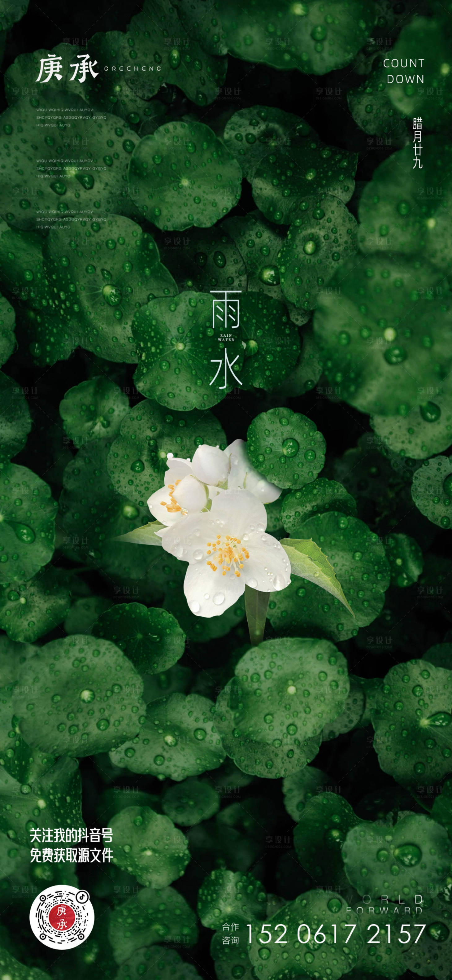 源文件下載【享設(shè)計(jì)】搜索編號：48100014802399373【雨水綠葉節(jié)氣海報(bào)】