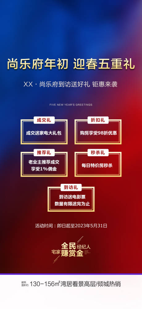 源文件下載【房地產新年迎春五重禮海報】編號：19100014502714465