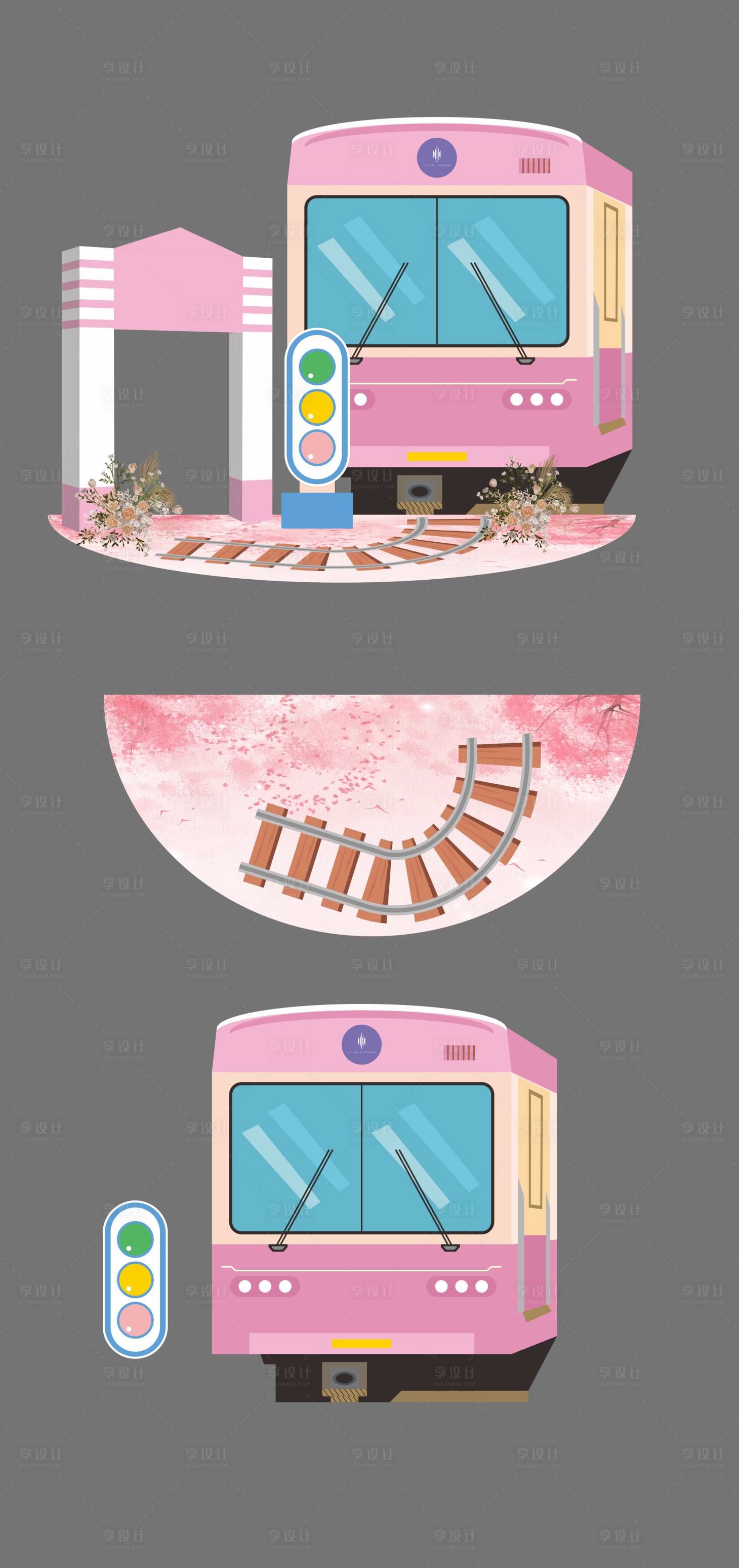 源文件下載【享設計】搜索編號：32950014866643135【櫻花火車拍照美陳布置】