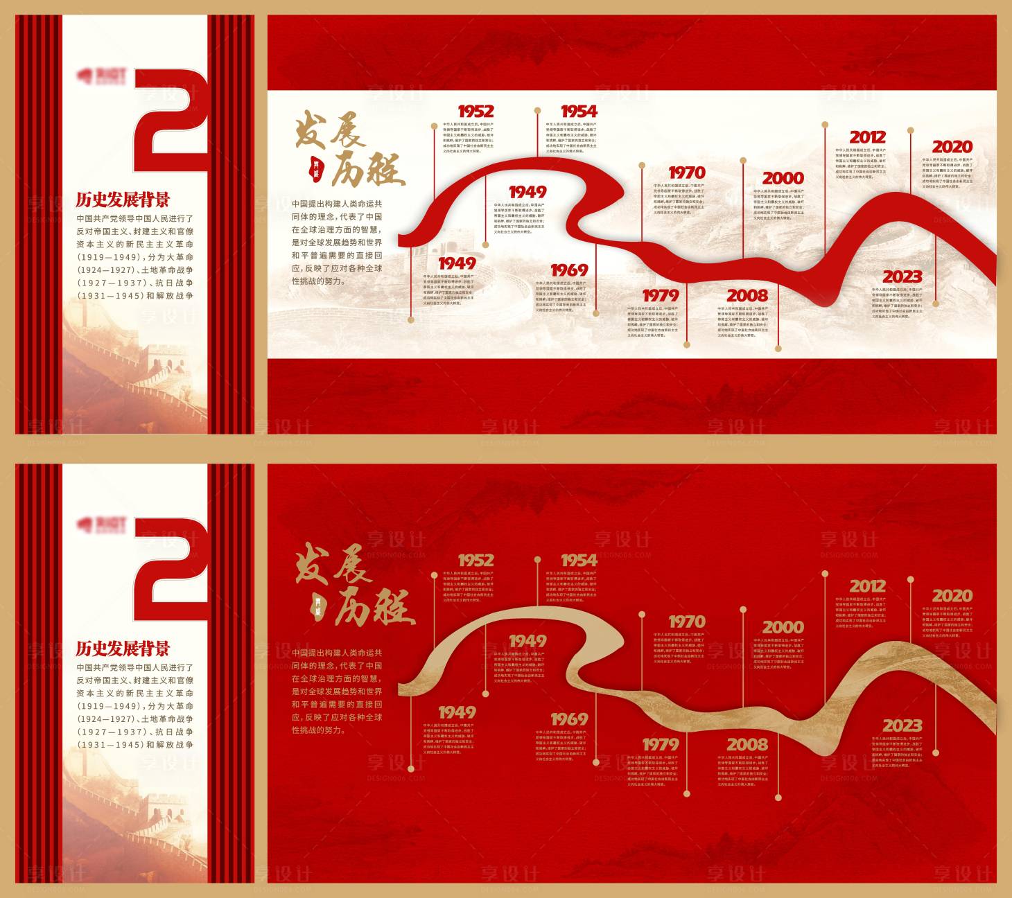 源文件下载【享设计】搜索编号：18480015003255186【党建发展历程文化墙】