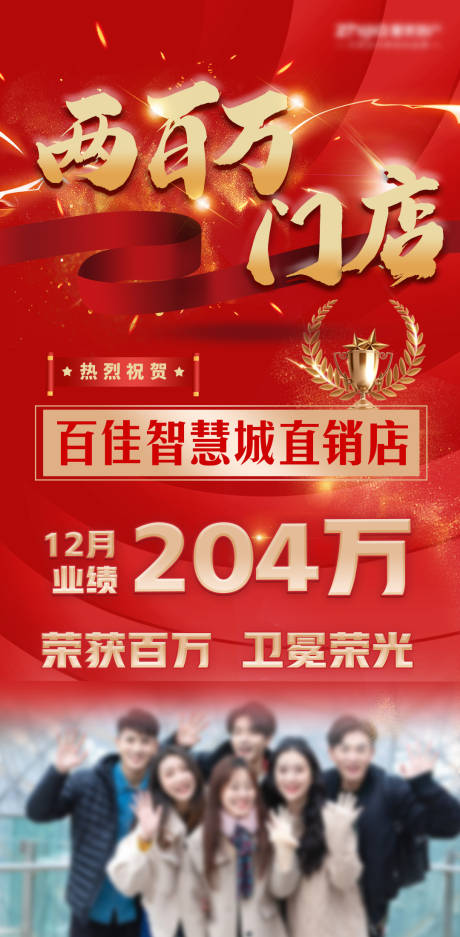 源文件下载【百万门店红金海报】编号：18570014582177065