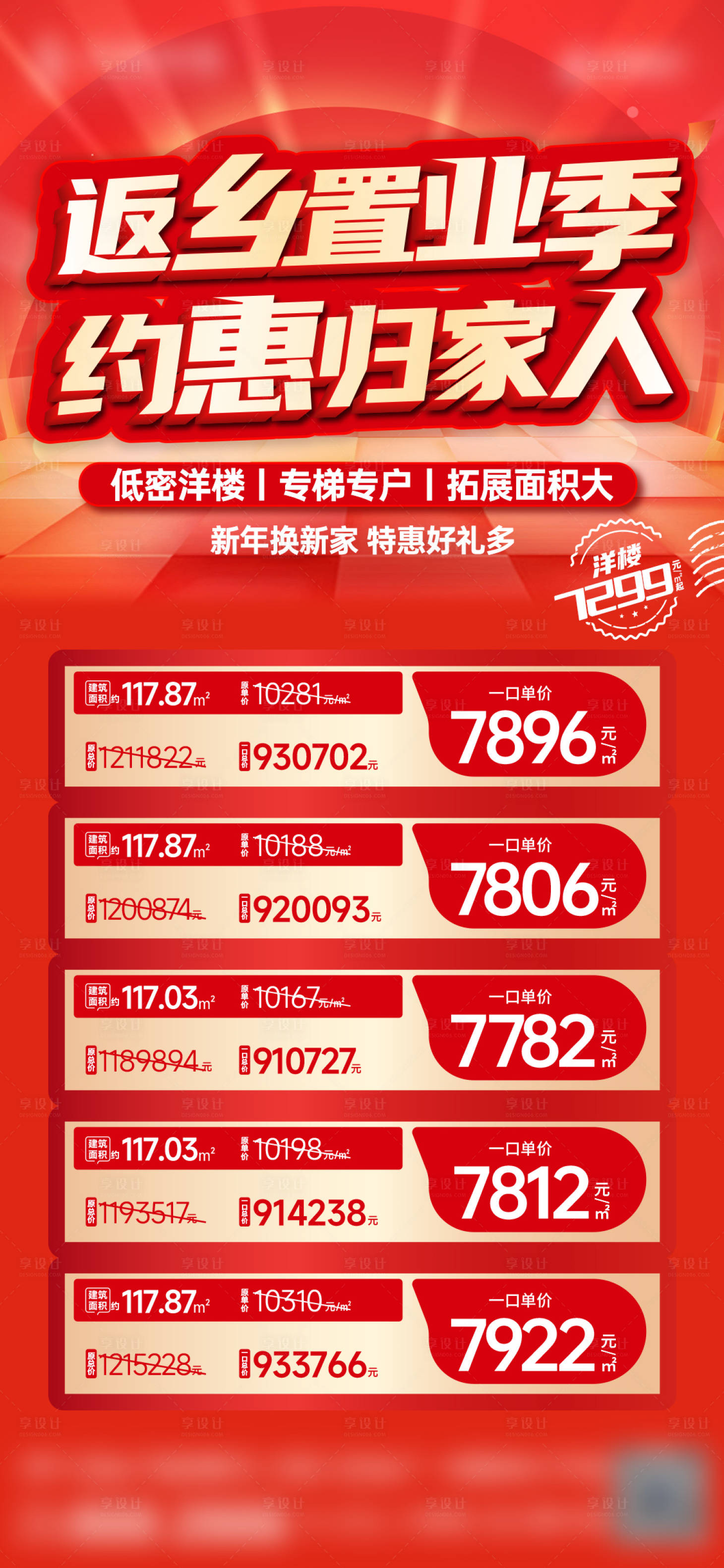 源文件下载【享设计】搜索编号：73020014612211855【地产红金热销小高特价房海报】