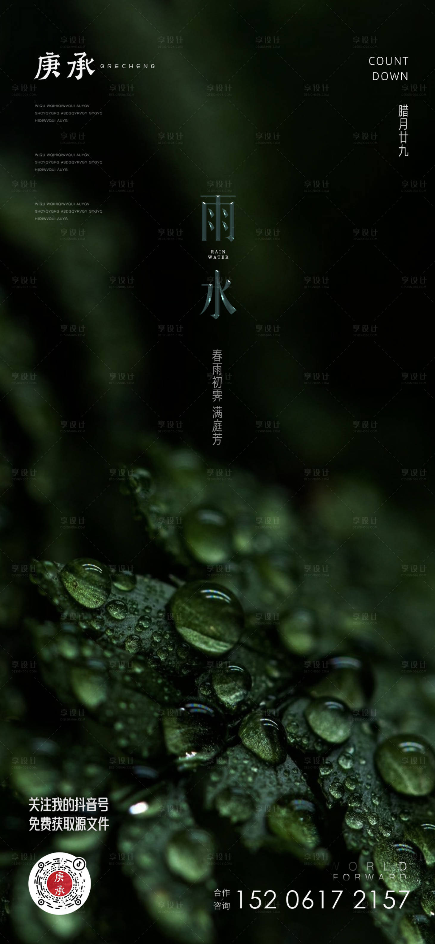 源文件下载【雨水绿叶海报】编号：20230208184917949