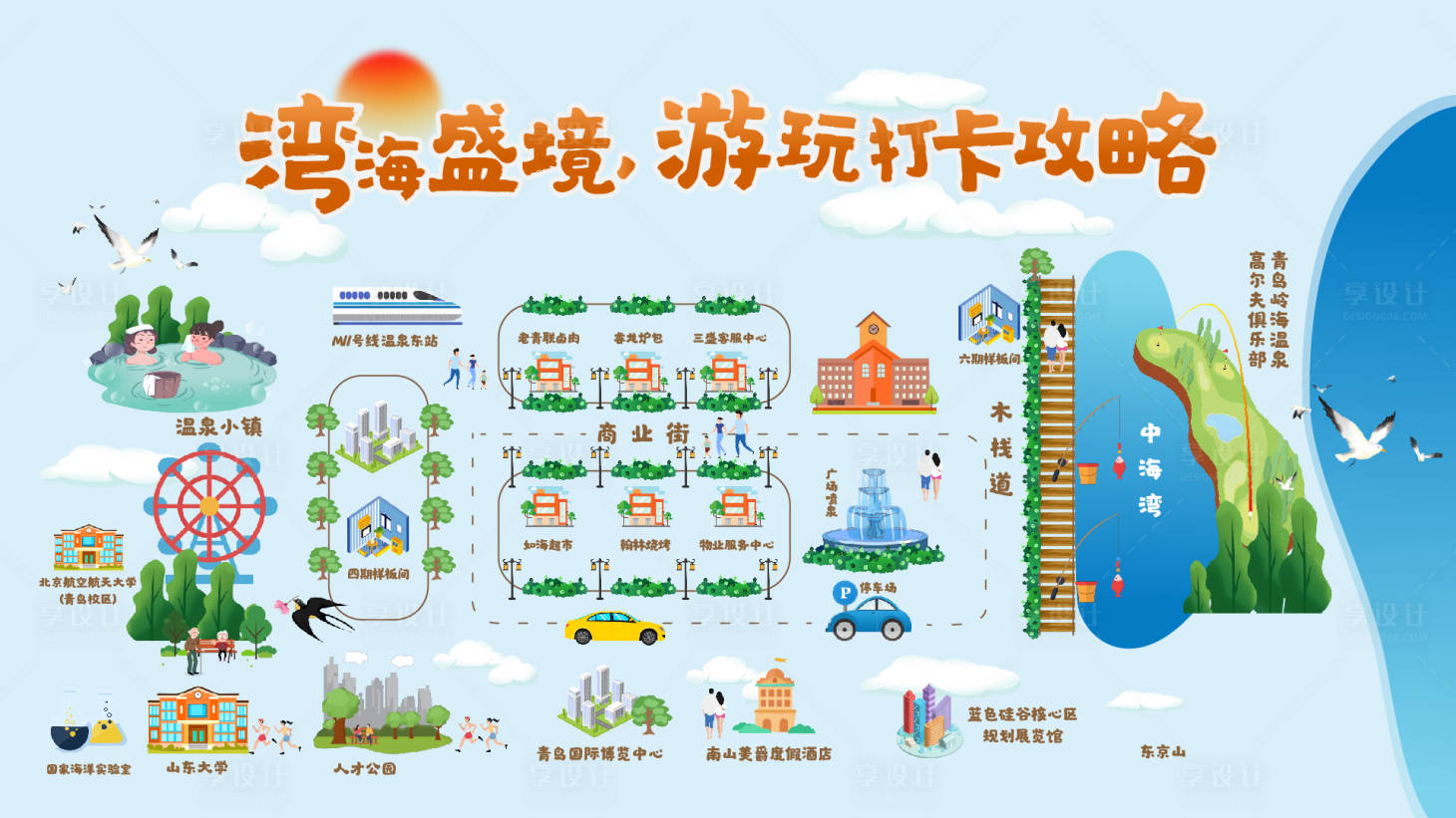 源文件下载【地图游玩卡通手绘插画背景板】编号：58920014872398309