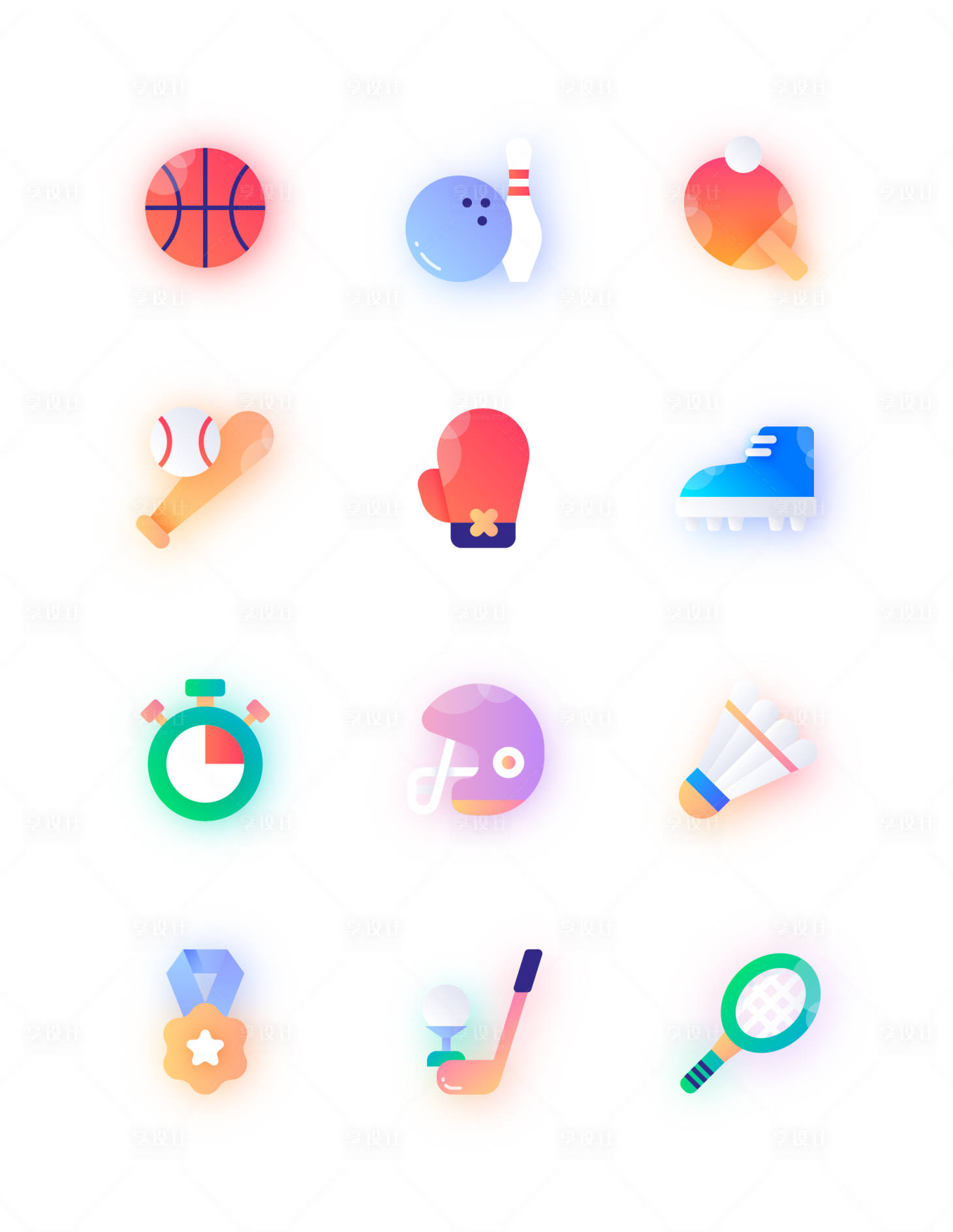 源文件下载【运动器械球类用品icon图标设计】编号：36480014990222634