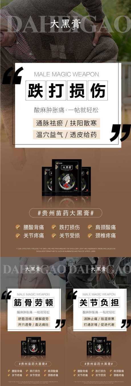 源文件下载【微商中医中药颈椎腰椎膏药系列海报】编号：13360014868557040