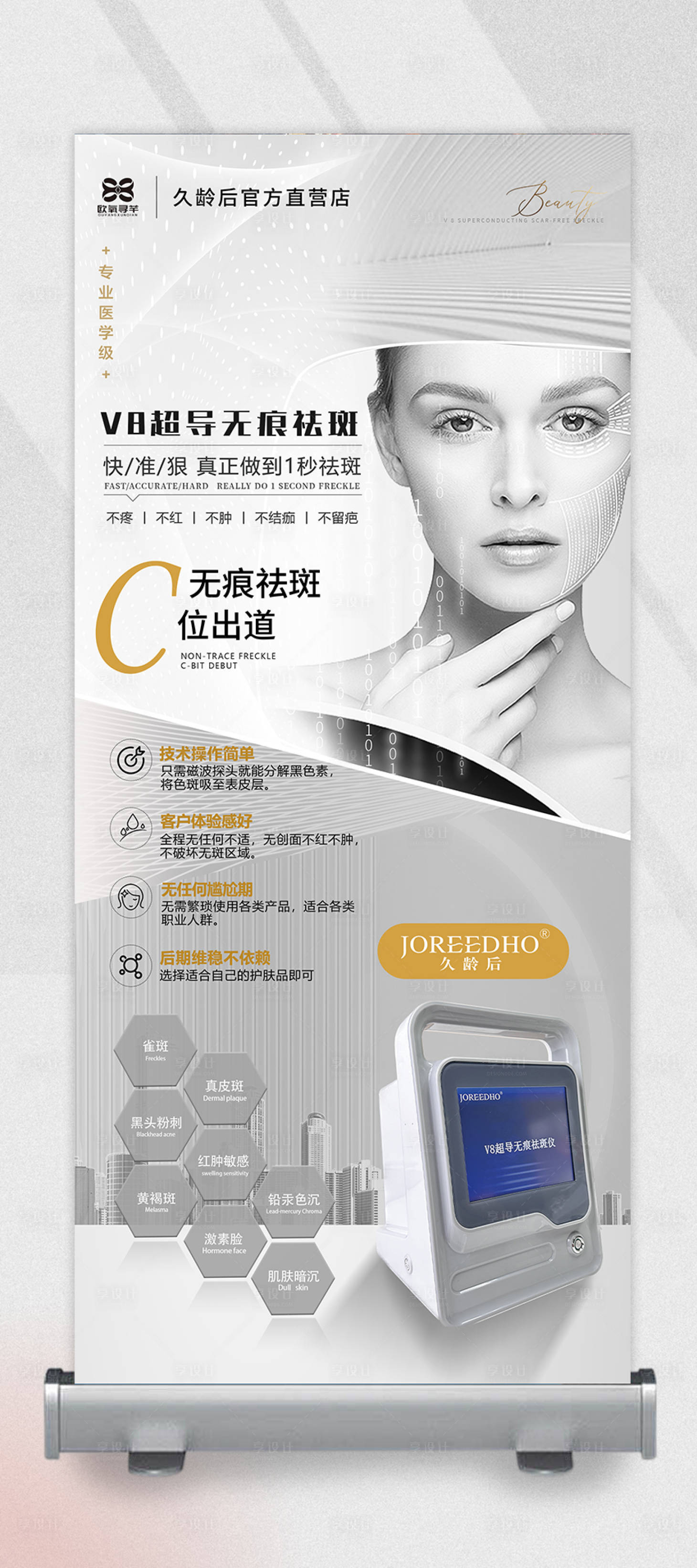 源文件下載【享設計】搜索編號：65600014701368641【祛斑宣傳易拉寶】