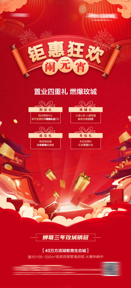 源文件下载【地产元宵节四重礼钜惠海报】编号：99200014461814956