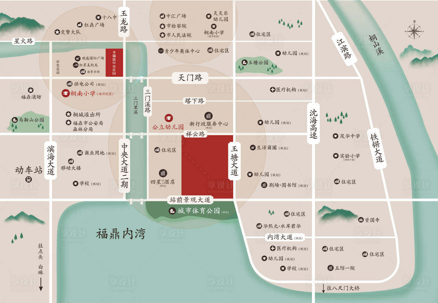 源文件下載【享設計】搜索編號：88730014962741886【新中式交通路網海灣區位圖】
